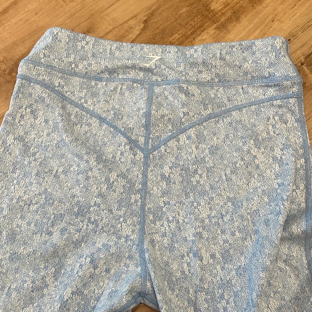 Gymshark Fleur Textured Leggings Malibu Blue Marl Medium High Rise Pilates yoga - Picture 8 of 11